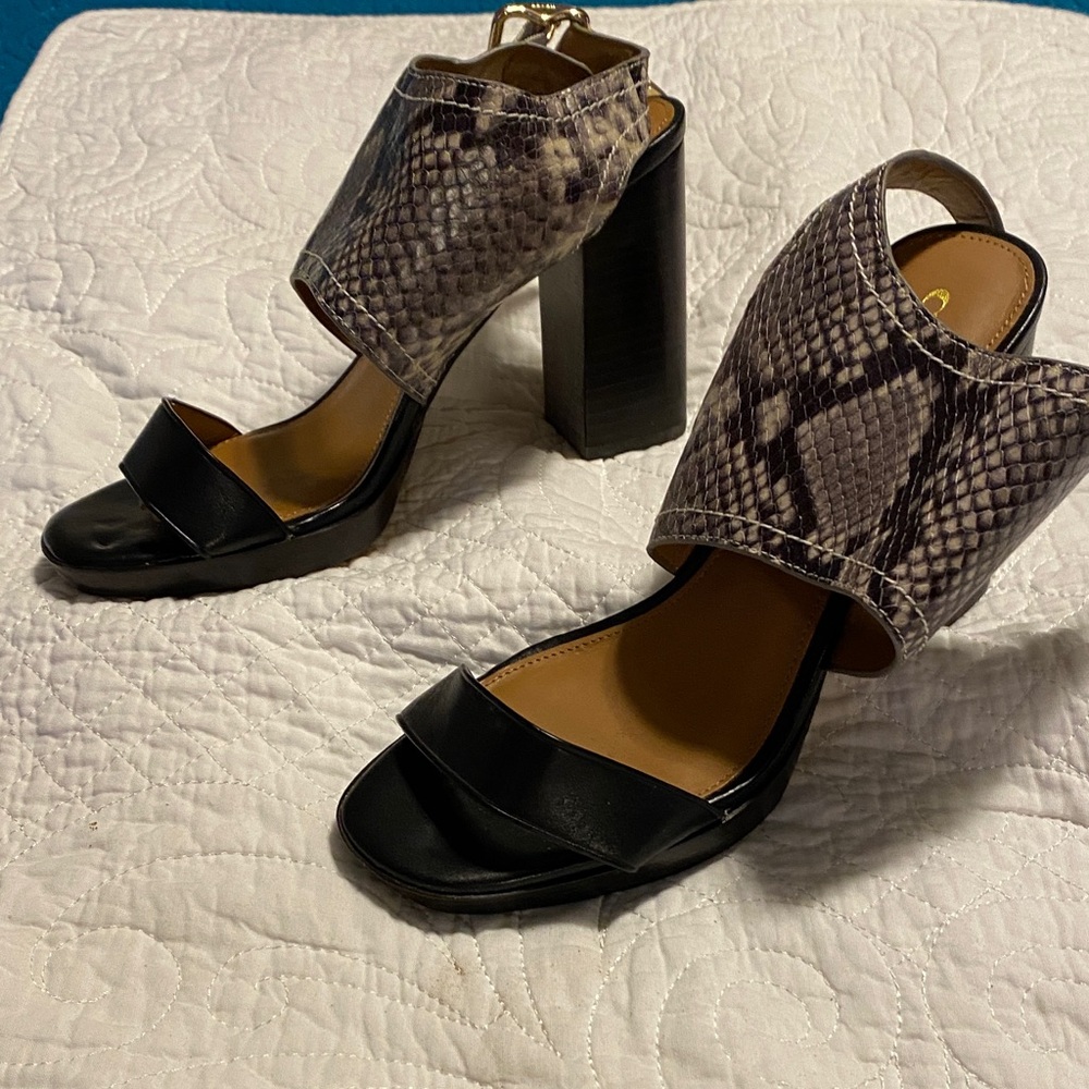 Coach Black and Snake Print Heels